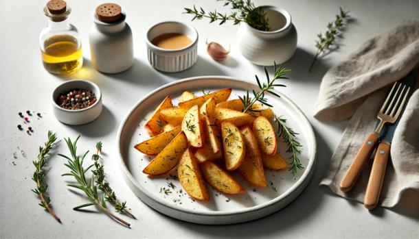 Запеченные картофельные дольки с пряными травами и чесноком